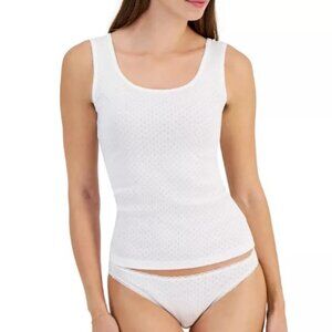 NWT Charter Club Cotton Pointelle Tank Top M MSRP $19.99 Bright White